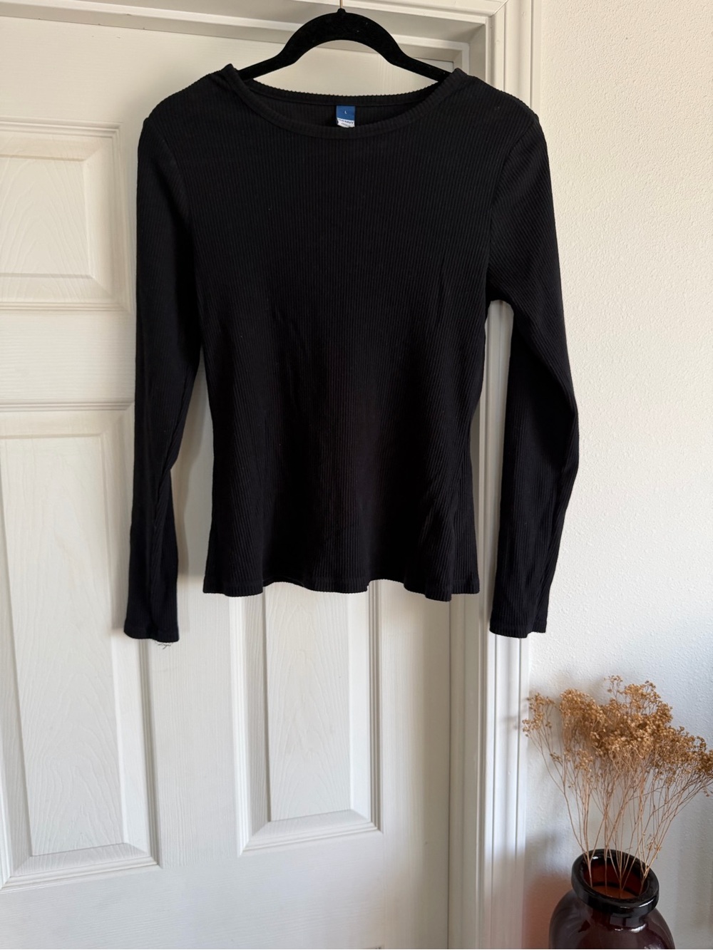 Old Navy Black Ribbed Long Sleeve Top